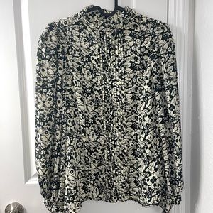 Top Shop Cream and Floral long Sleeve blouse